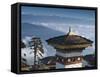 Buddhist Chorten, Dochula Pass, Himalayan Mountain Range in Distance, Bhutan, Asia-Kim Walker-Framed Stretched Canvas