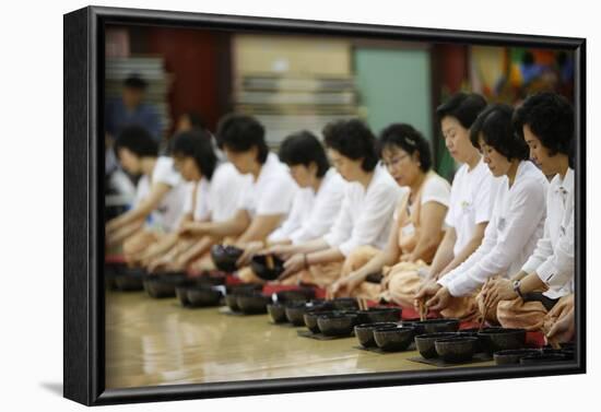 Buddhist meal with traditional bowls, Seoul, South Korea-Godong-Framed Photographic Print