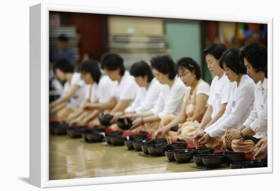 Buddhist meal with traditional bowls, Seoul, South Korea-Godong-Framed Photographic Print