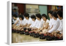 Buddhist meal with traditional bowls, Seoul, South Korea-Godong-Framed Photographic Print