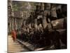 Buddhist Monk Approaching South Gate, Angkor Thom, Angkor, Cambodia, Indochina-Andrew Mcconnell-Mounted Photographic Print