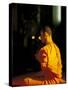 Buddhist Monk at Morning Prayer, Marble Temple, Bangkok, Thailand-Paul Souders-Stretched Canvas