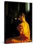 Buddhist Monk at Morning Prayer, Marble Temple, Bangkok, Thailand-Paul Souders-Stretched Canvas