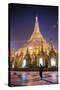 Buddhist Monk at Shwedagon Pagoda (Shwedagon Zedi Daw) (Golden Pagoda) at Night, Myanmar (Burma)-Matthew Williams-Ellis-Stretched Canvas