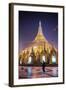 Buddhist Monk at Shwedagon Pagoda (Shwedagon Zedi Daw) (Golden Pagoda) at Night, Myanmar (Burma)-Matthew Williams-Ellis-Framed Photographic Print