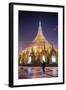 Buddhist Monk at Shwedagon Pagoda (Shwedagon Zedi Daw) (Golden Pagoda) at Night, Myanmar (Burma)-Matthew Williams-Ellis-Framed Photographic Print