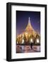 Buddhist Monk at Shwedagon Pagoda (Shwedagon Zedi Daw) (Golden Pagoda) at Night, Myanmar (Burma)-Matthew Williams-Ellis-Framed Photographic Print