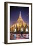 Buddhist Monk at Shwedagon Pagoda (Shwedagon Zedi Daw) (Golden Pagoda) at Night, Myanmar (Burma)-Matthew Williams-Ellis-Framed Photographic Print