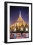 Buddhist Monk at Shwedagon Pagoda (Shwedagon Zedi Daw) (Golden Pagoda) at Night, Myanmar (Burma)-Matthew Williams-Ellis-Framed Photographic Print