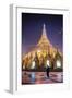 Buddhist Monk at Shwedagon Pagoda (Shwedagon Zedi Daw) (Golden Pagoda) at Night, Myanmar (Burma)-Matthew Williams-Ellis-Framed Photographic Print