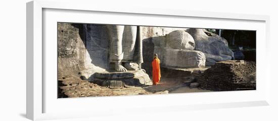 Buddhist Monk at the Gal Vihara, Polonnaruwa (Polonnaruva), Sri Lanka, Asia-Bruno Morandi-Framed Photographic Print