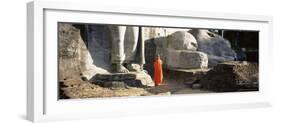 Buddhist Monk at the Gal Vihara, Polonnaruwa (Polonnaruva), Sri Lanka, Asia-Bruno Morandi-Framed Photographic Print