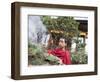 Buddhist Monk Burning Incense, Sey Lhakhang Temple, Bumthang, Bhutan,Asia-Angelo Cavalli-Framed Photographic Print