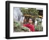 Buddhist Monk Burning Incense, Sey Lhakhang Temple, Bumthang, Bhutan,Asia-Angelo Cavalli-Framed Photographic Print