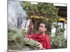 Buddhist Monk Burning Incense, Sey Lhakhang Temple, Bumthang, Bhutan,Asia-Angelo Cavalli-Mounted Photographic Print