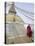 Buddhist Monk Descends the Steps of Boudha, the Tibetan Stupa in Kathmandu, Nepal-Don Smith-Stretched Canvas