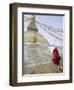 Buddhist Monk Descends the Steps of Boudha, the Tibetan Stupa in Kathmandu, Nepal-Don Smith-Framed Photographic Print