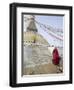 Buddhist Monk Descends the Steps of Boudha, the Tibetan Stupa in Kathmandu, Nepal-Don Smith-Framed Photographic Print