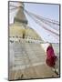 Buddhist Monk Descends the Steps of Boudha, the Tibetan Stupa in Kathmandu, Nepal-Don Smith-Mounted Photographic Print