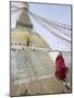 Buddhist Monk Descends the Steps of Boudha, the Tibetan Stupa in Kathmandu, Nepal-Don Smith-Mounted Photographic Print