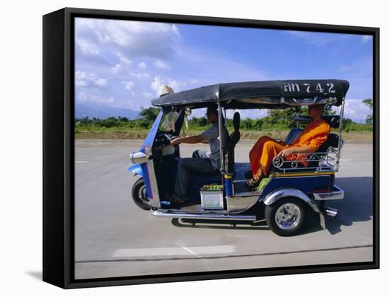 Buddhist Monk in a Tuk Tuk Taxi, Chiang Mai, Northern Thailand, Asia-Gavin Hellier-Framed Stretched Canvas