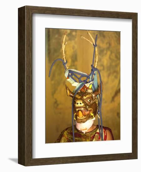 Buddhist Monk in His Colourful Costume and Antelope Mask Waiting During Gangtey Tsechu at Gangte Go-Lee Frost-Framed Photographic Print