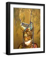 Buddhist Monk in His Colourful Costume and Antelope Mask Waiting During Gangtey Tsechu at Gangte Go-Lee Frost-Framed Photographic Print