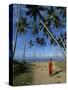 Buddhist Monk Looking up at Palm Trees Between Unawatuna and Weligama, Sri Lanka-Yadid Levy-Stretched Canvas