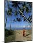 Buddhist Monk Looking up at Palm Trees Between Unawatuna and Weligama, Sri Lanka-Yadid Levy-Mounted Photographic Print