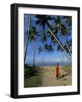 Buddhist Monk Looking up at Palm Trees Between Unawatuna and Weligama, Sri Lanka-Yadid Levy-Framed Photographic Print