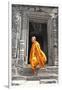 Buddhist Monk on Steps-Steven Boone-Framed Photographic Print