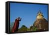 Buddhist Monk Praying at the Golden Rock of Nwa La Bo-Tuul-Framed Stretched Canvas