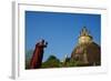 Buddhist Monk Praying at the Golden Rock of Nwa La Bo-Tuul-Framed Photographic Print