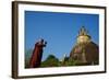 Buddhist Monk Praying at the Golden Rock of Nwa La Bo-Tuul-Framed Photographic Print