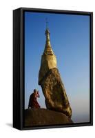 Buddhist Monk Praying at the Golden Rock of Nwa La Bo-Tuul-Framed Stretched Canvas