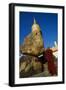 Buddhist Monk Praying at the Golden Rock of Nwa La Bo-Tuul-Framed Photographic Print