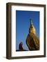 Buddhist Monk Praying at the Golden Rock of Nwa La Bo-Tuul-Framed Photographic Print