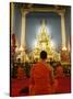 Buddhist Monk Praying, Wat Benchamabophit (Marble Temple), Bangkok, Thailand, Southeast Asia, Asia-Angelo Cavalli-Stretched Canvas