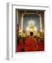 Buddhist Monk Praying, Wat Benchamabophit (Marble Temple), Bangkok, Thailand, Southeast Asia, Asia-Angelo Cavalli-Framed Photographic Print