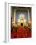 Buddhist Monk Praying, Wat Benchamabophit (Marble Temple), Bangkok, Thailand, Southeast Asia, Asia-Angelo Cavalli-Framed Photographic Print