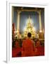 Buddhist Monk Praying, Wat Benchamabophit (Marble Temple), Bangkok, Thailand, Southeast Asia, Asia-Angelo Cavalli-Framed Photographic Print