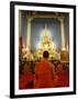 Buddhist Monk Praying, Wat Benchamabophit (Marble Temple), Bangkok, Thailand, Southeast Asia, Asia-Angelo Cavalli-Framed Photographic Print