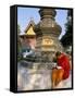 Buddhist Monk Reading a Book, Wat Xieng Thong, Luang Prabang, Laos, Indochina, Southeast Asia-Jane Sweeney-Framed Stretched Canvas