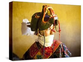 Buddhist Monk Waiting for the Next Dance During Gangtey Tsechu at Gangte Goemba, Gangte, Phobjikha -Lee Frost-Stretched Canvas