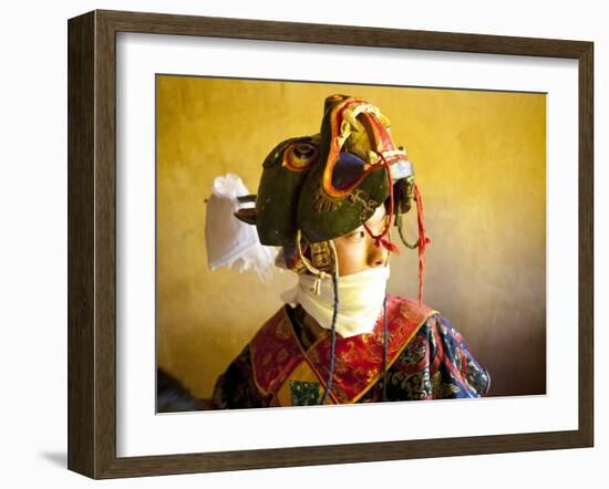 Buddhist Monk Waiting for the Next Dance During Gangtey Tsechu at Gangte Goemba, Gangte, Phobjikha -Lee Frost-Framed Photographic Print