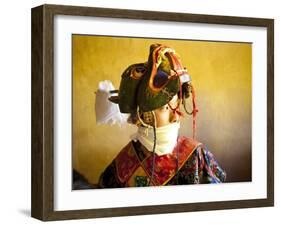 Buddhist Monk Waiting for the Next Dance During Gangtey Tsechu at Gangte Goemba, Gangte, Phobjikha -Lee Frost-Framed Photographic Print