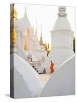 Buddhist Monk Walking around Wat Suan Dok Temple in Chiang Mai, Thailand, Southeast Asia, Asia-Matthew Williams-Ellis-Stretched Canvas