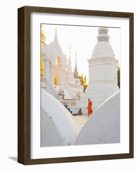 Buddhist Monk Walking around Wat Suan Dok Temple in Chiang Mai, Thailand, Southeast Asia, Asia-Matthew Williams-Ellis-Framed Photographic Print