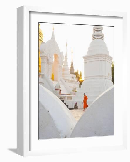 Buddhist Monk Walking around Wat Suan Dok Temple in Chiang Mai, Thailand, Southeast Asia, Asia-Matthew Williams-Ellis-Framed Photographic Print