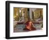 Buddhist Monk Worshipping at Shwedagon Paya (Shwe Dagon Pagoda), Yangon (Rangoon), Myanmar (Burma)-Gavin Hellier-Framed Photographic Print